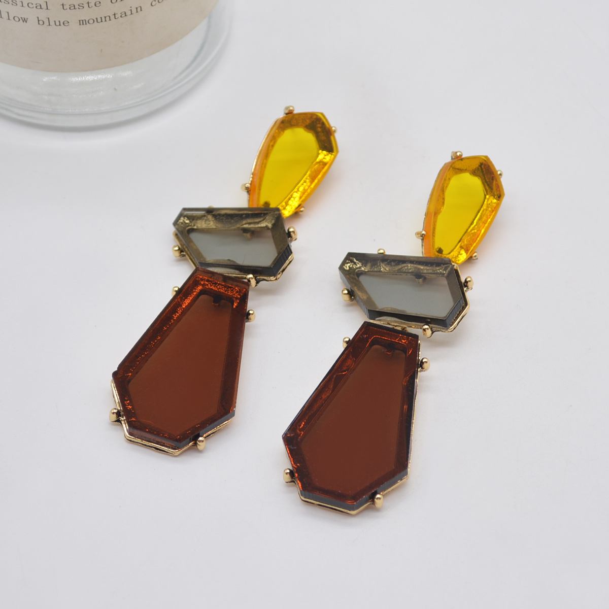 1 Pair Exaggerated Geometric Plating Alloy Resin Drop Earrings display picture 4