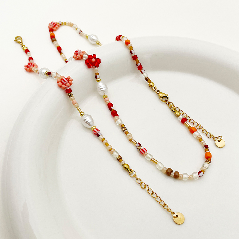 Sweet Flower Stainless Steel Beaded Plating Gold Plated Women's Jewelry Set display picture 2