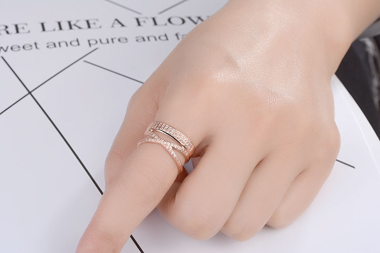 Copper Basic Lady Classic Style Inlay Geometric Zircon Open Rings display picture 1