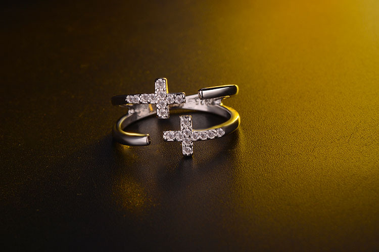 Copper Lady Simple Style Classic Style Inlay Geometric Cross Zircon Open Rings display picture 5