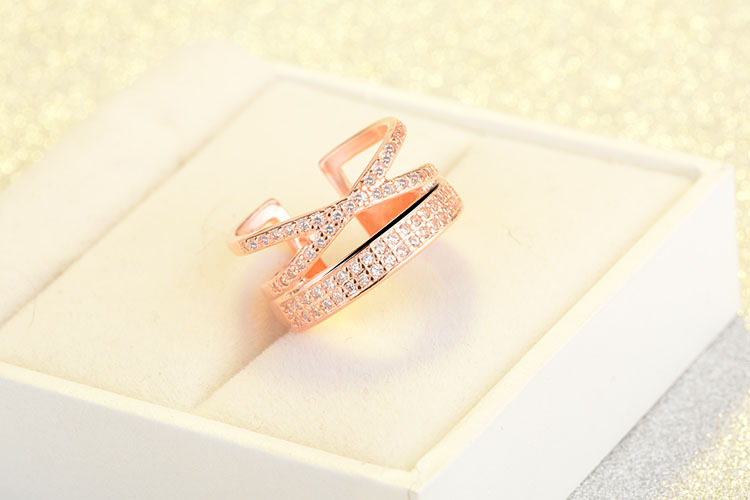 Copper Basic Lady Classic Style Inlay Geometric Zircon Open Rings display picture 10