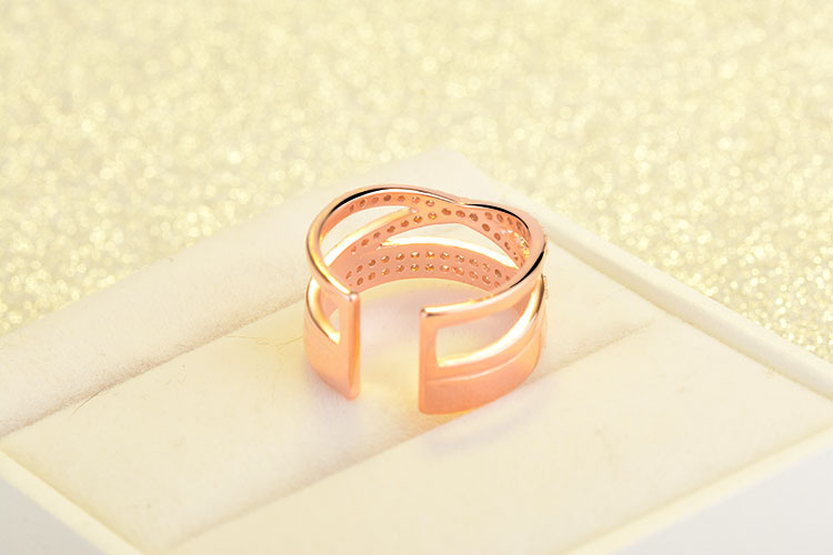 Copper Basic Lady Classic Style Inlay Geometric Zircon Open Rings display picture 14