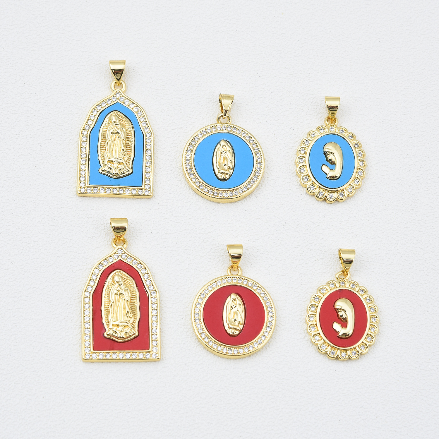 Vintage Style Simple Style Virgin Mary Copper Inlay Zircon 18k Gold Plated Charms display picture 2