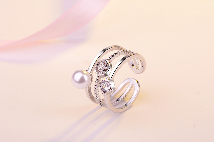 Copper Simple Style Classic Style Commute Inlay Geometric Artificial Pearls Zircon Open Rings display picture 3