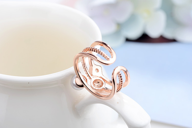 Copper Simple Style Classic Style Commute Inlay Geometric Artificial Pearls Zircon Open Rings display picture 7