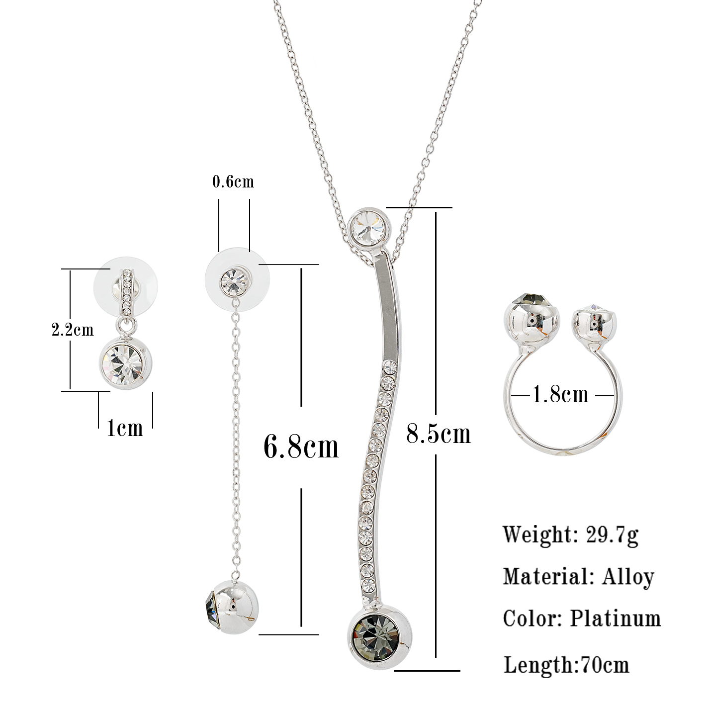 Elegant Glam Geometric Alloy Inlay Rhinestones Platinum Plated Women's Jewelry Set display picture 2