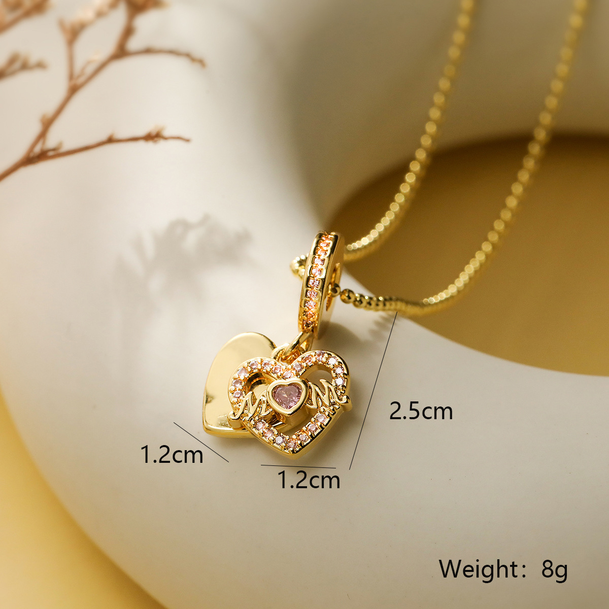 Simple Style Geometric Heart Shape Copper 18k Gold Plated Zircon Pendant Necklace In Bulk display picture 1