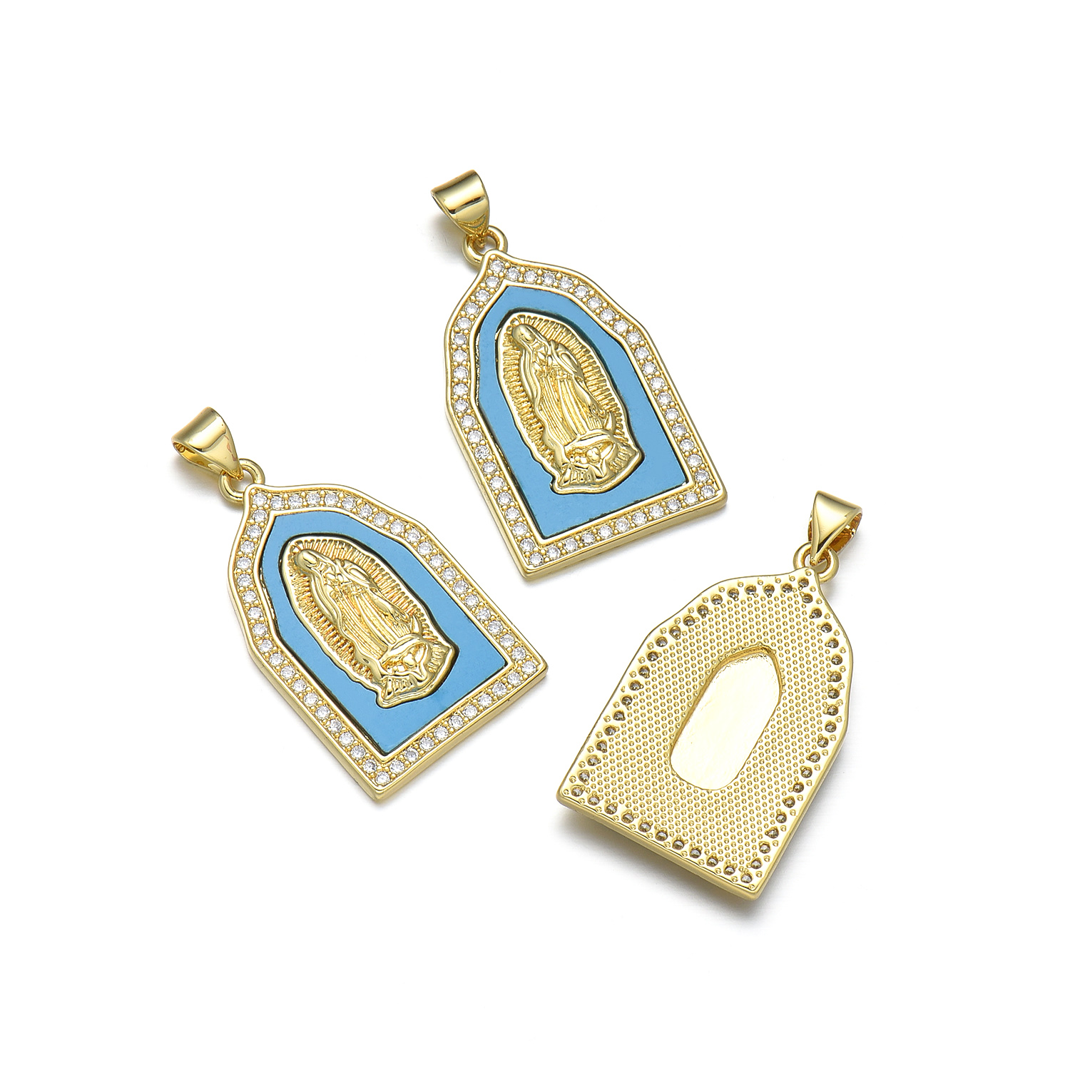 Vintage Style Simple Style Virgin Mary Copper Inlay Zircon 18k Gold Plated Charms display picture 3