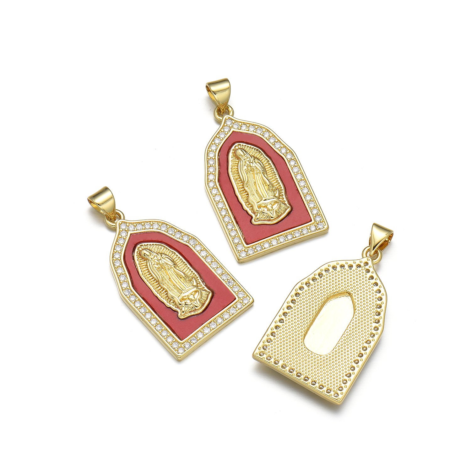 Vintage Style Simple Style Virgin Mary Copper Inlay Zircon 18k Gold Plated Charms display picture 4