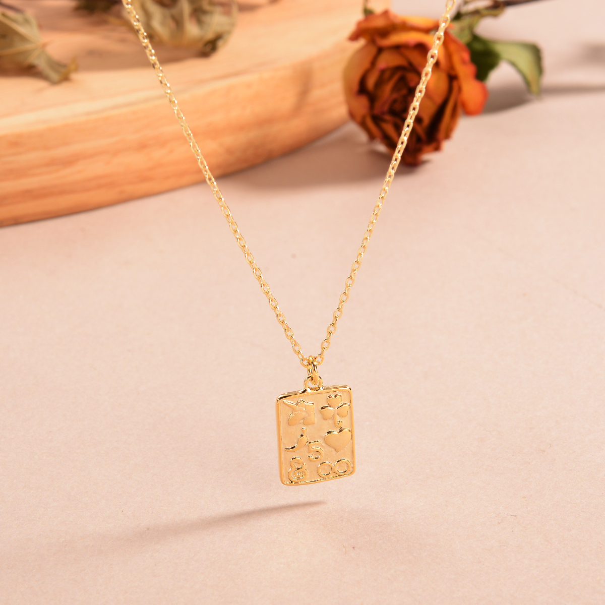 Ig Style Sweet Heart Shape Flower Copper 14k Gold Plated Pendant Necklace In Bulk display picture 1