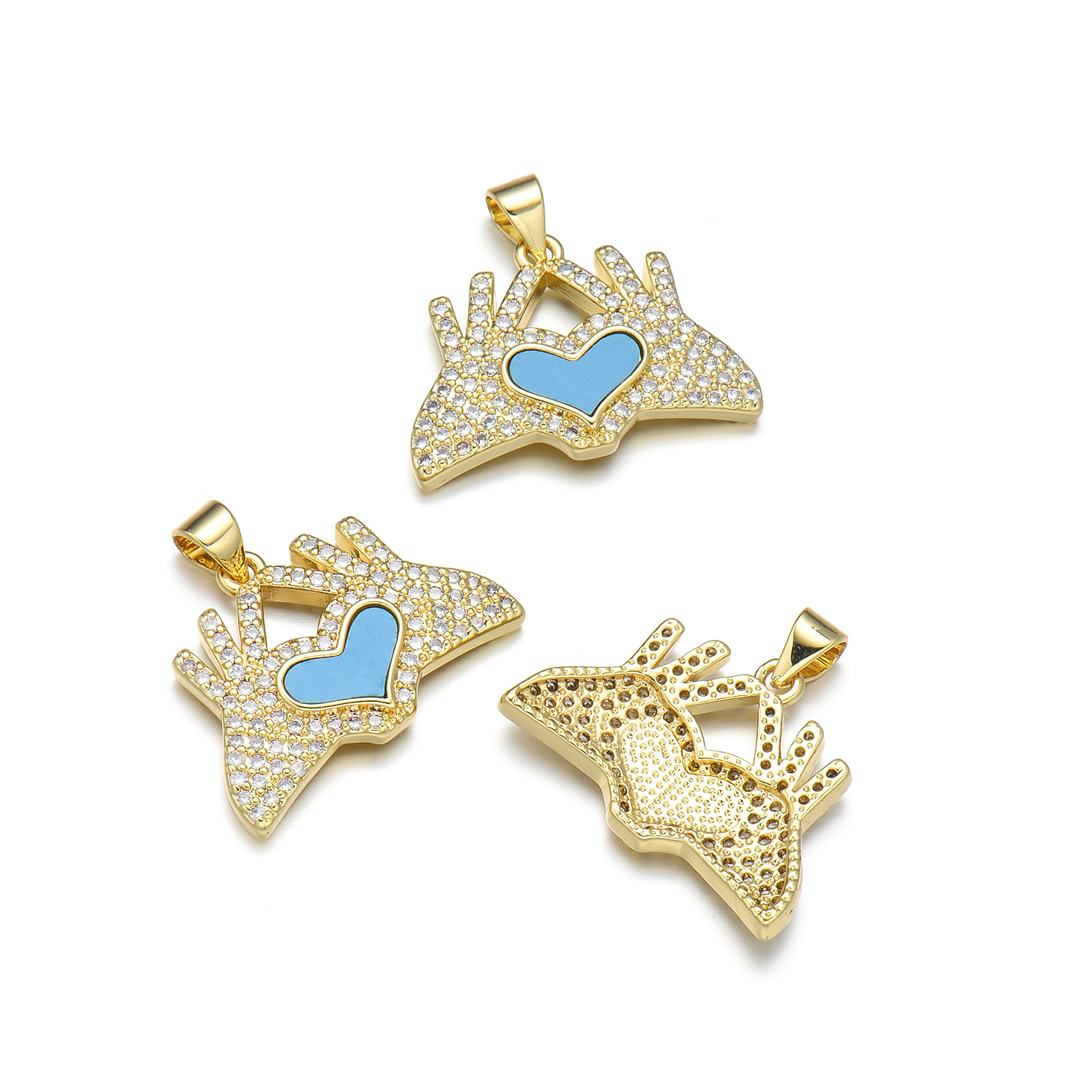 Simple Style Heart Shape Butterfly Bird Copper Inlay Rhinestones 18k Gold Plated Charms display picture 4