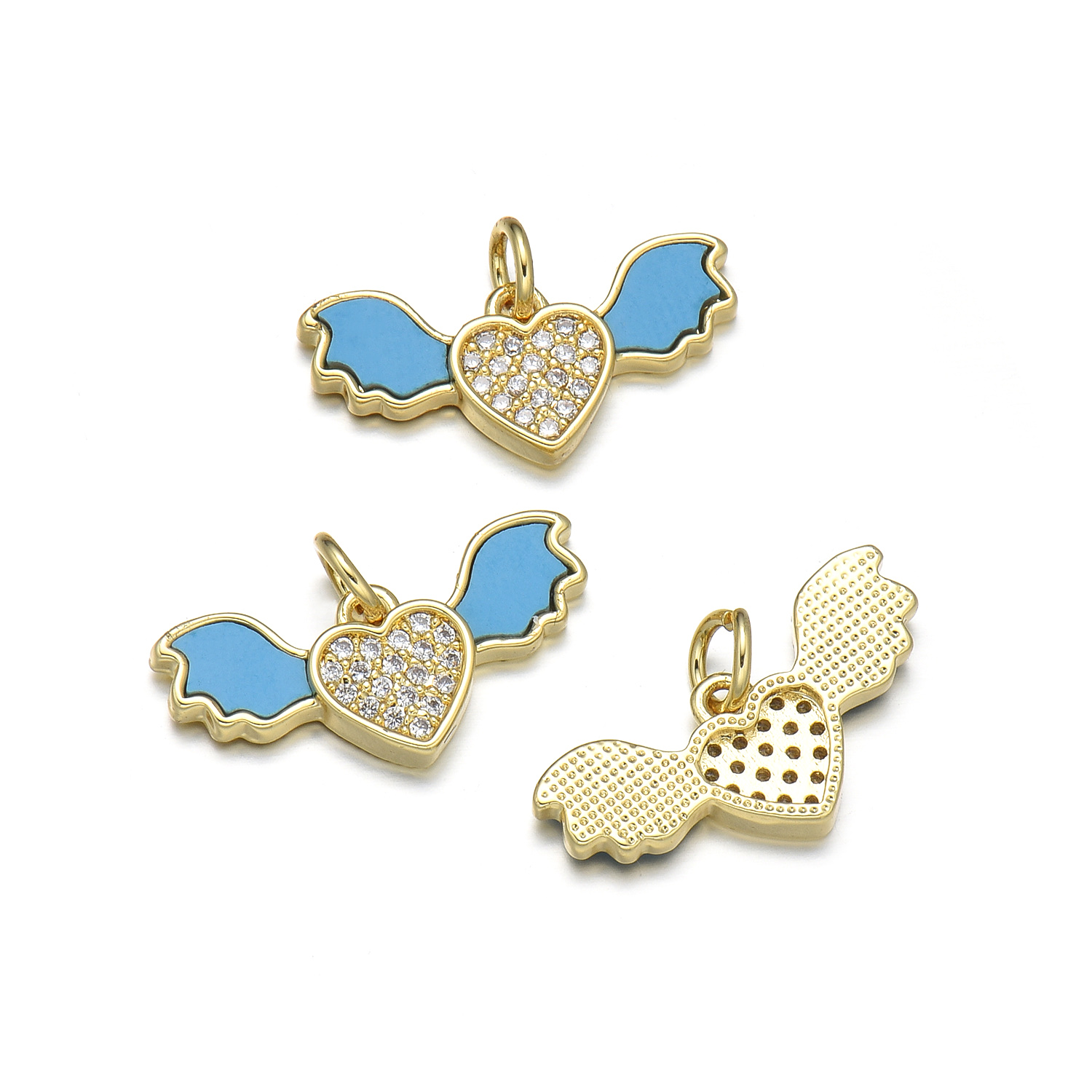 Simple Style Heart Shape Butterfly Bird Copper Inlay Rhinestones 18k Gold Plated Charms display picture 5