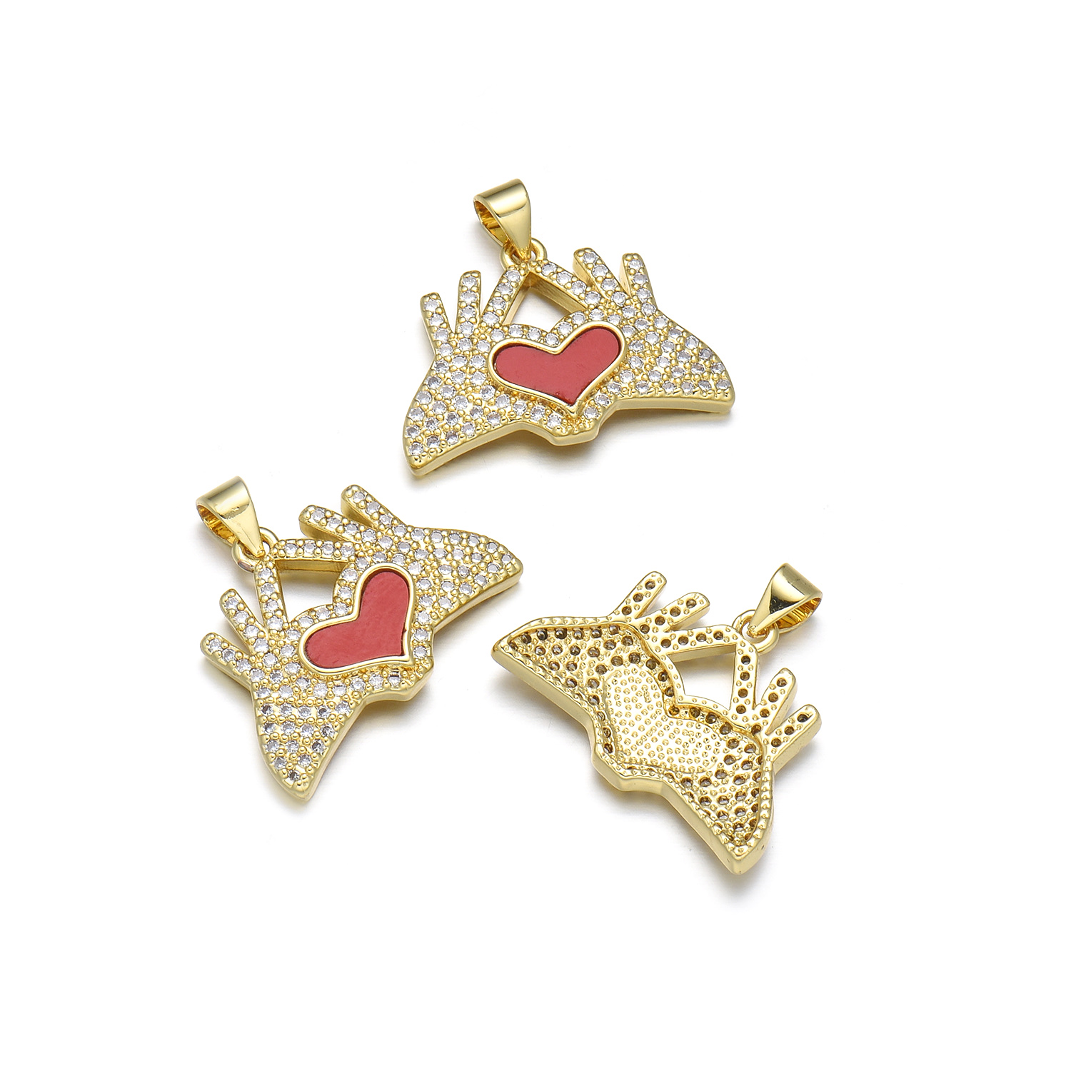 Simple Style Heart Shape Butterfly Bird Copper Inlay Rhinestones 18k Gold Plated Charms display picture 6