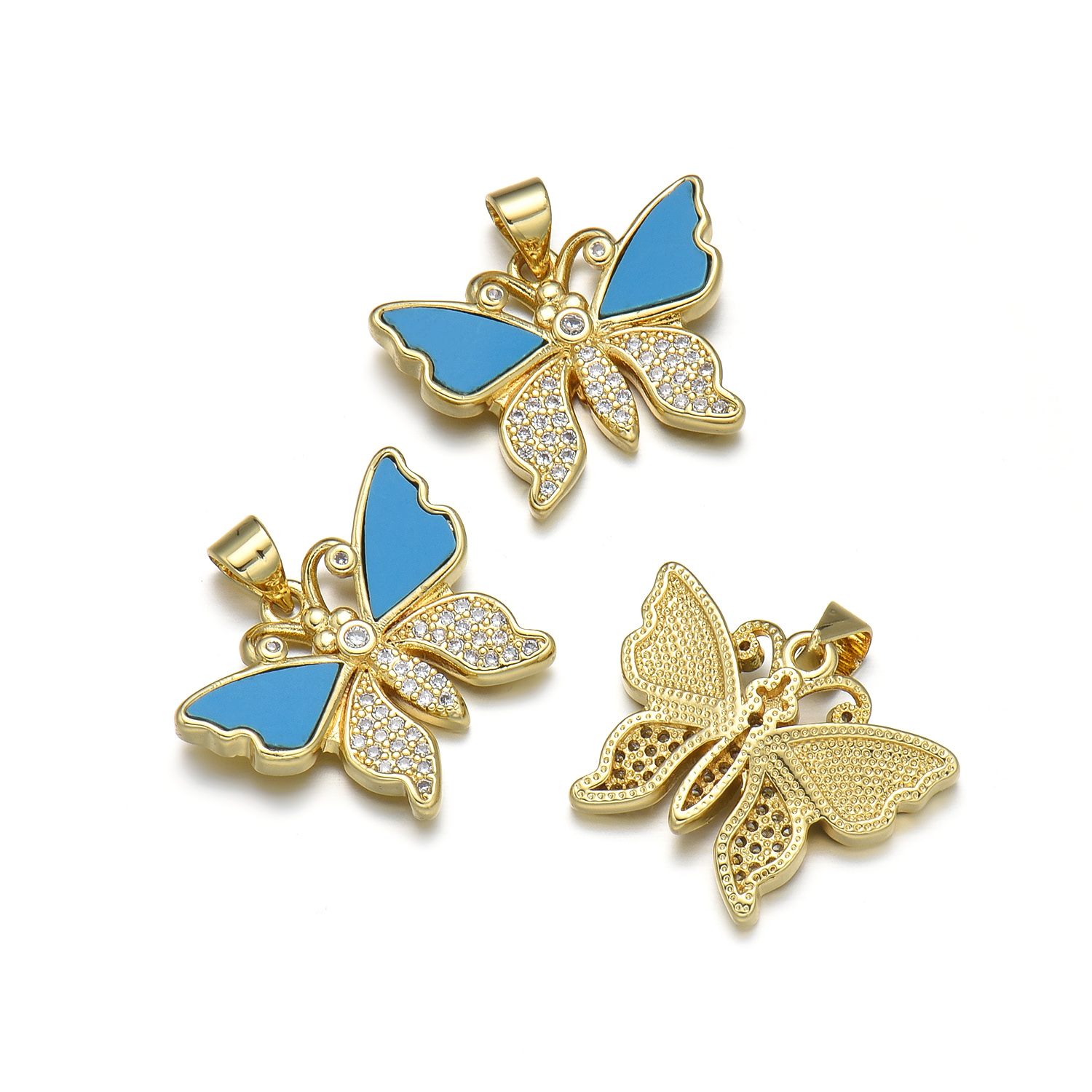 Simple Style Heart Shape Butterfly Bird Copper Inlay Rhinestones 18k Gold Plated Charms display picture 7