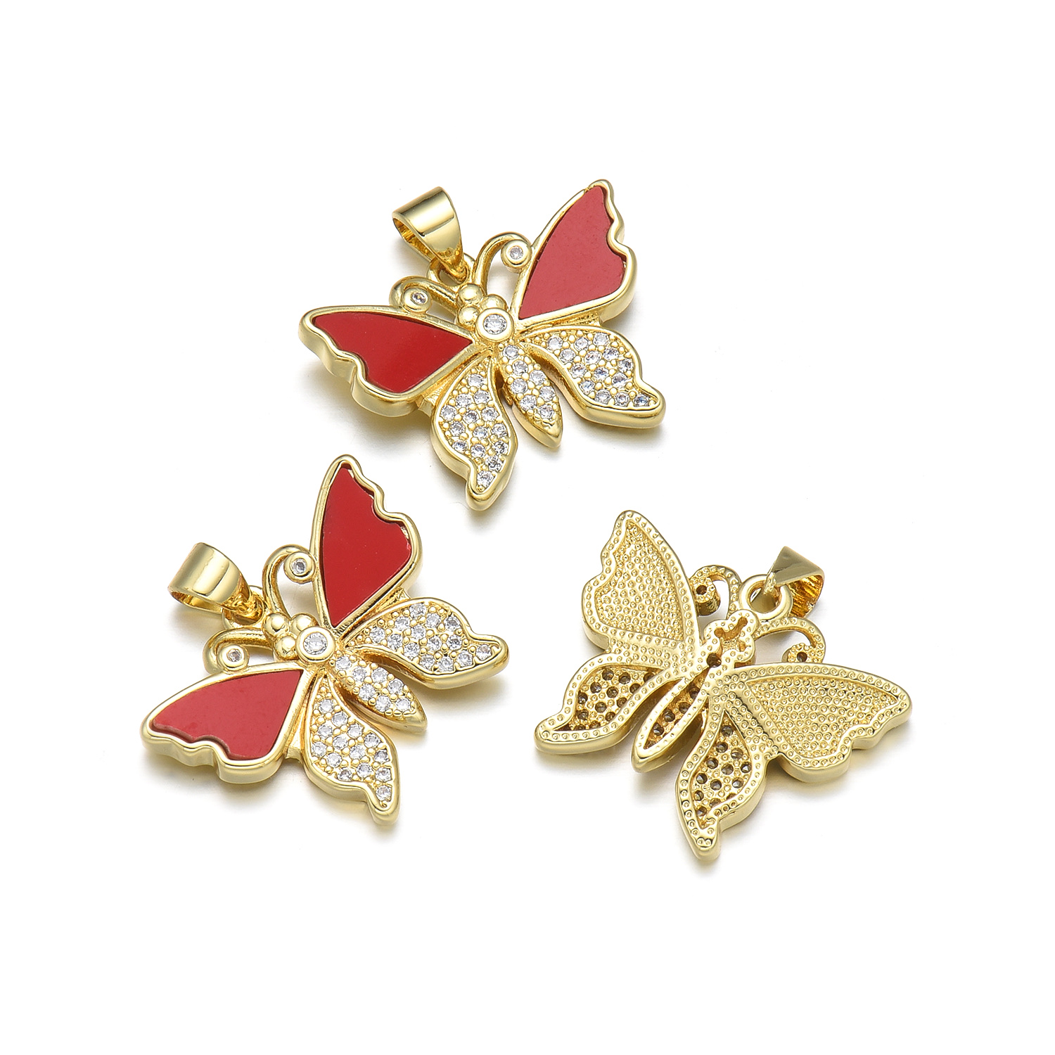 Simple Style Heart Shape Butterfly Bird Copper Inlay Rhinestones 18k Gold Plated Charms display picture 8