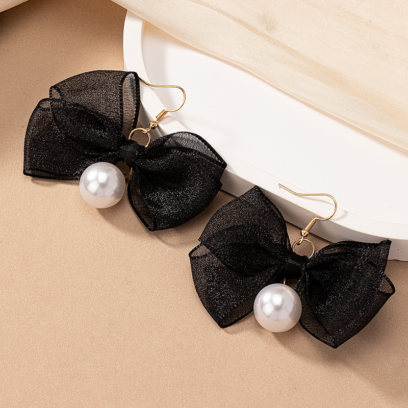 1 Pair Sweet Bow Knot Cloth Drop Earrings display picture 1