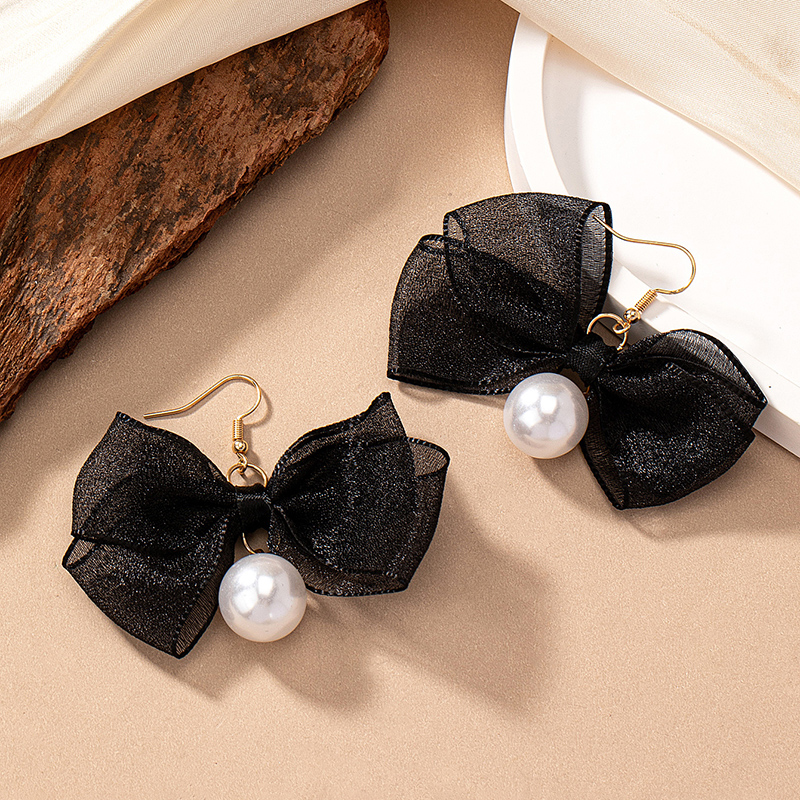 1 Pair Sweet Bow Knot Cloth Drop Earrings display picture 4