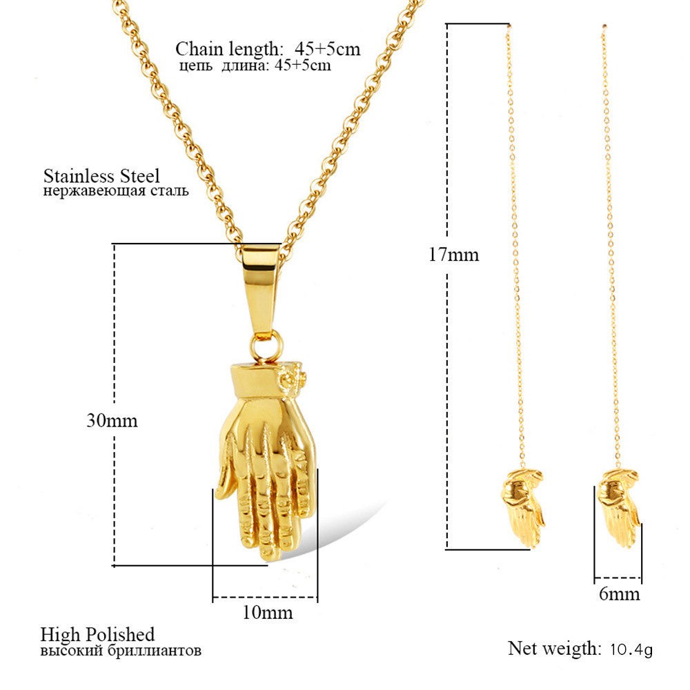 Edelstahl 304 18 Karat Vergoldet Lässig Einfacher Stil Irregulär Überzug Palme Ohrringe Halskette display picture 1