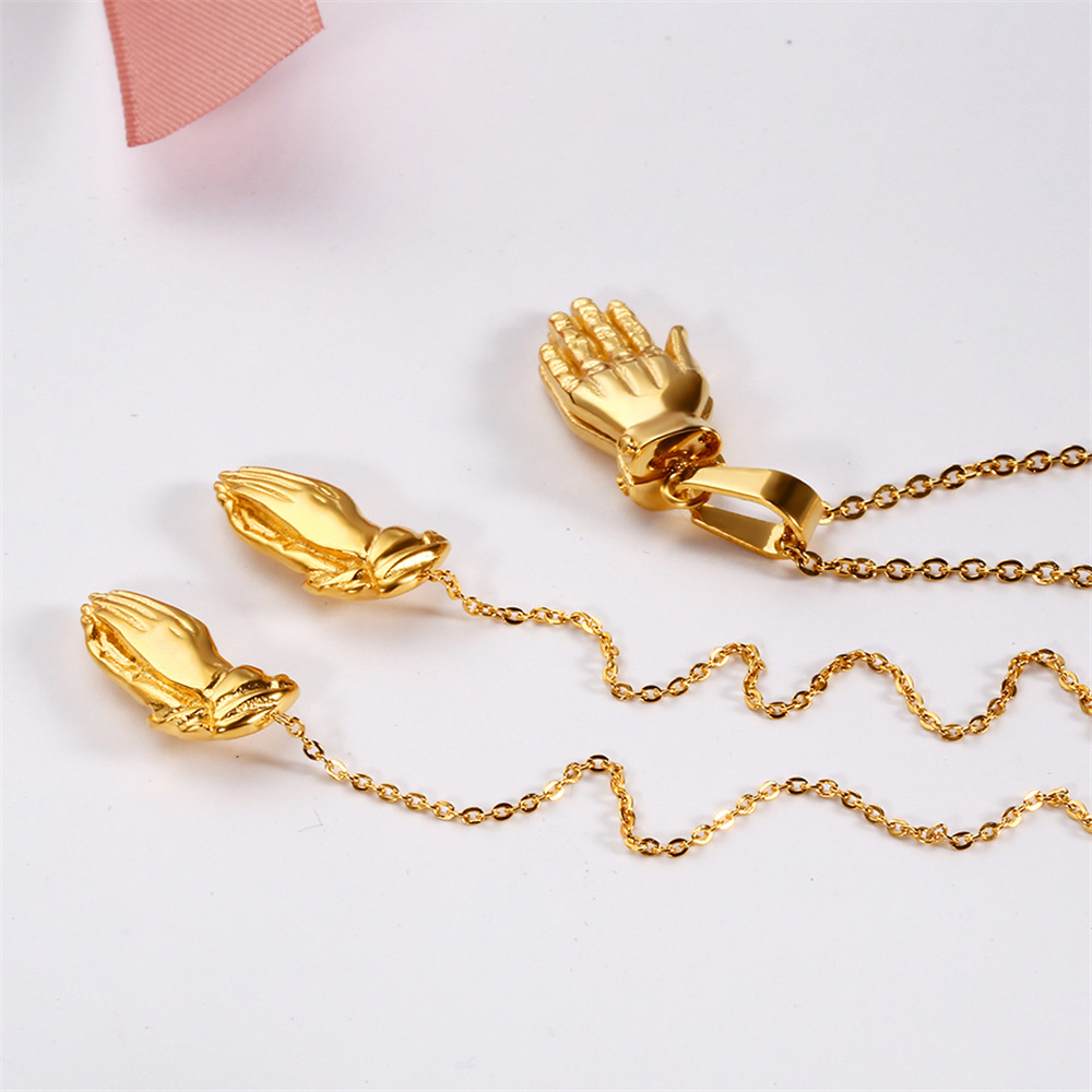 304 Stainless Steel 18K Gold Plated Casual Simple Style Irregular Plating Palm Earrings Necklace display picture 6