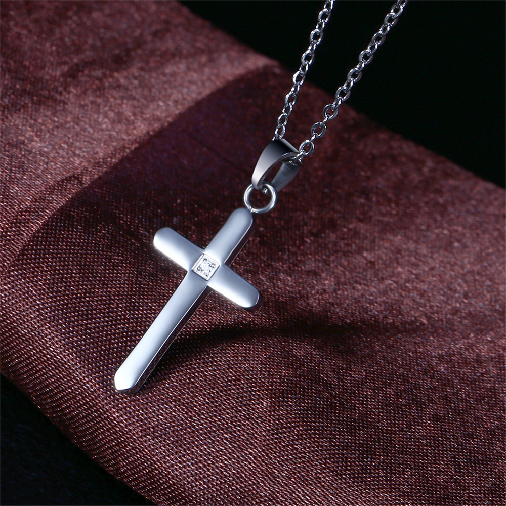 304 Stainless Steel 18K Gold Plated Simple Style Plating Cross Earrings Necklace display picture 3