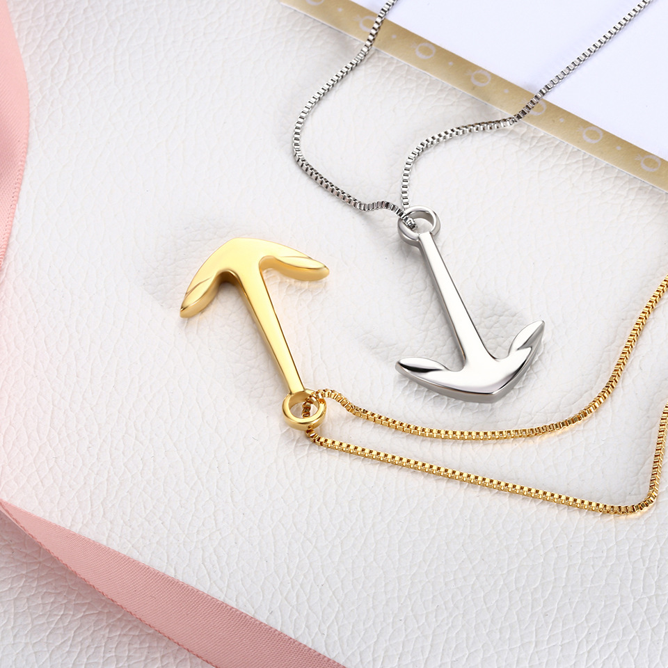 304 Stainless Steel 18K Gold Plated Simple Style Irregular Plating Anchor Earrings Necklace display picture 6