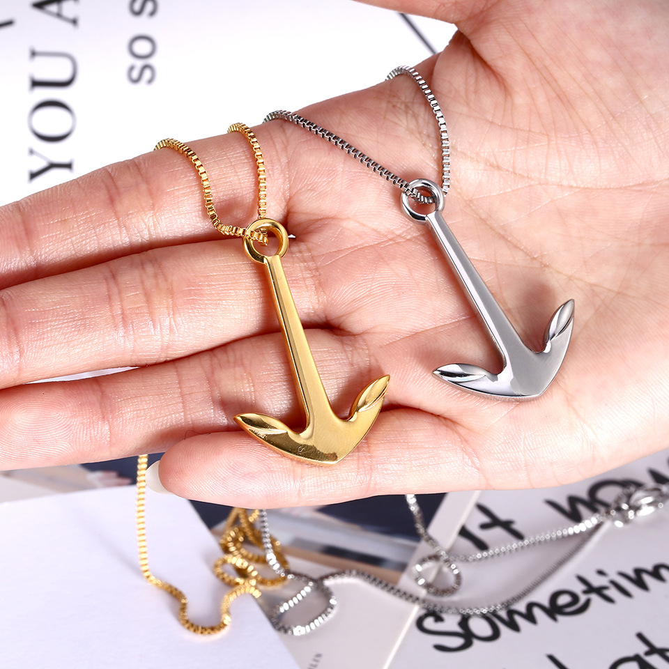 304 Stainless Steel 18K Gold Plated Simple Style Irregular Plating Anchor Earrings Necklace display picture 8
