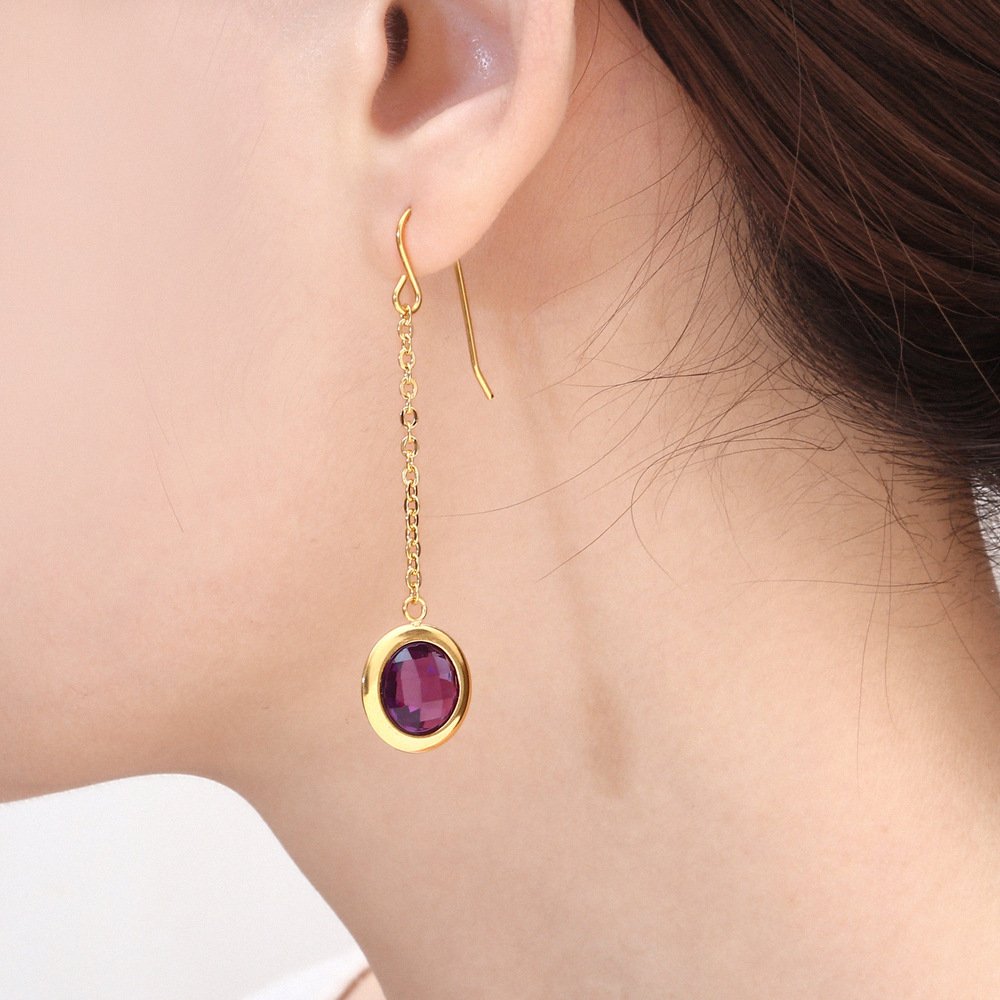 1 Pair Simple Style Round Plating Inlay Titanium Steel Zircon 18K Gold Plated Drop Earrings display picture 5