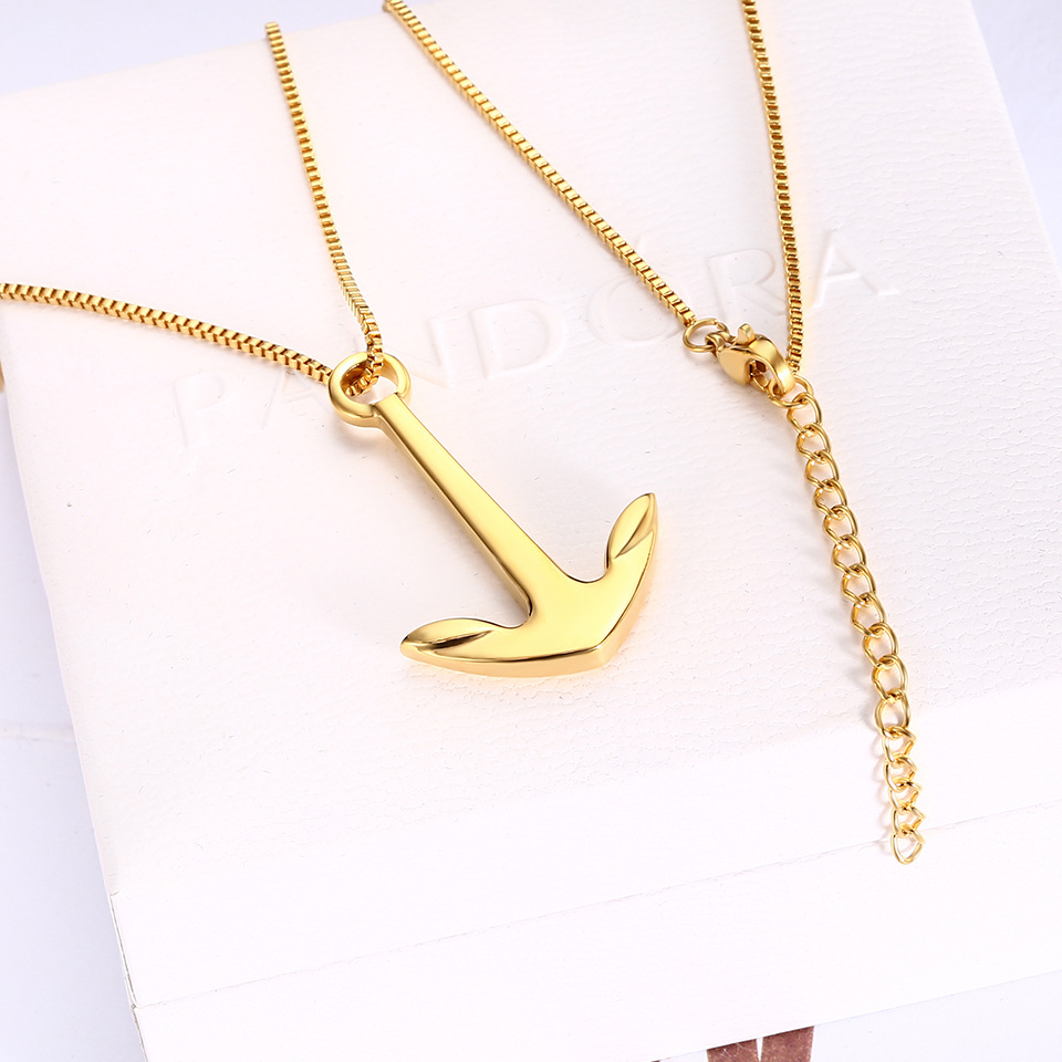 304 Stainless Steel 18K Gold Plated Simple Style Irregular Plating Anchor Earrings Necklace display picture 10