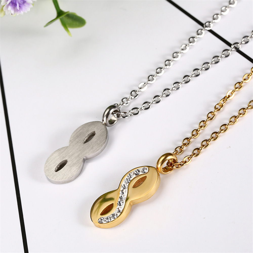304 Stainless Steel 18K Gold Plated Simple Style Commute Plating Inlay Infinity Artificial Gemstones Jewelry Set display picture 3