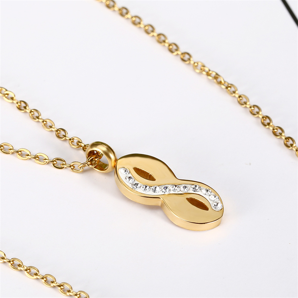 304 Stainless Steel 18K Gold Plated Simple Style Commute Plating Inlay Infinity Artificial Gemstones Jewelry Set display picture 9