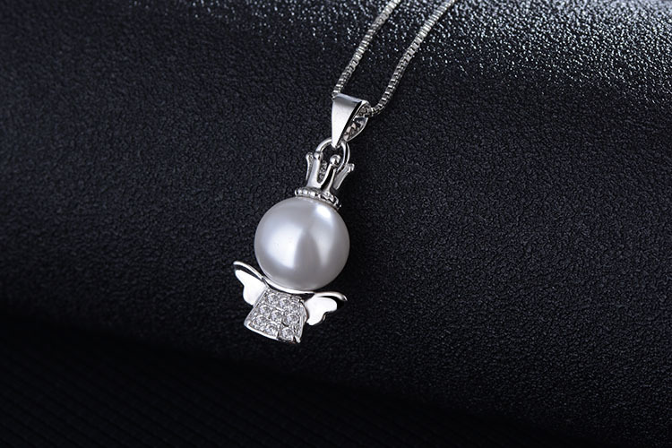 1 Piece 26*10mm Copper Imitation Pearl Zircon Angel Pendant display picture 1