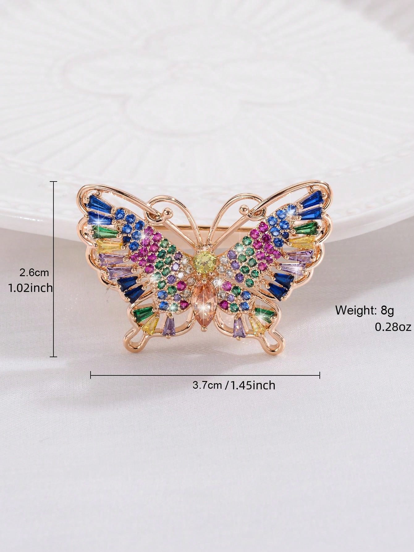 Elegant Vacation Shiny Butterfly Copper Plating Hollow Out Inlay Zircon Women's Brooches 1 Piece display picture 2