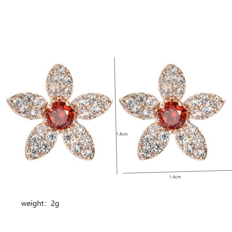 1 Pair Korean Style Flower Plating Inlay Copper Zircon White Gold Plated Ear Studs display picture 3