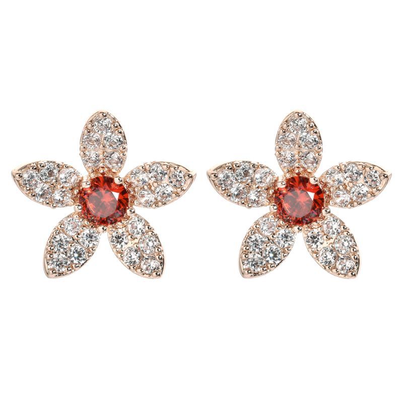 1 Pair Korean Style Flower Plating Inlay Copper Zircon White Gold Plated Ear Studs display picture 7