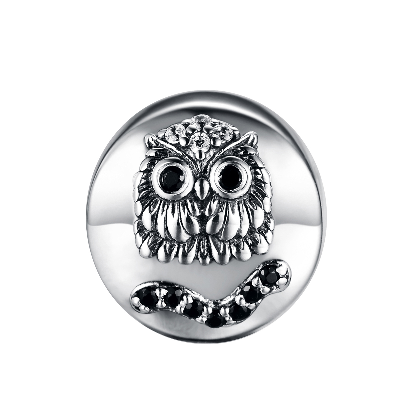 1 Piece Hole 4~4.9mm Sterling Silver Zircon Rhodium Plated Animal Owl Polished Beads display picture 1