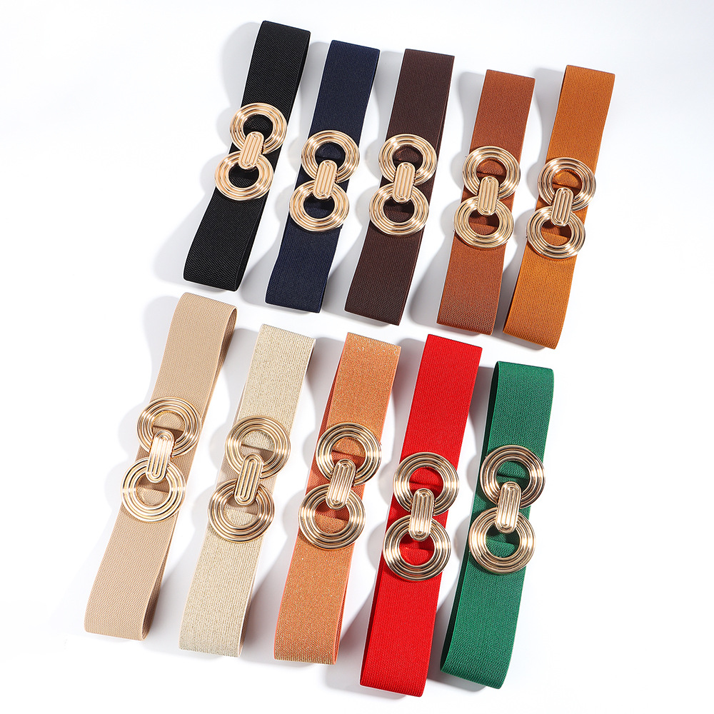 Simple Style Round Alloy Rubber Band Plating Women's Woven Belts display picture 1