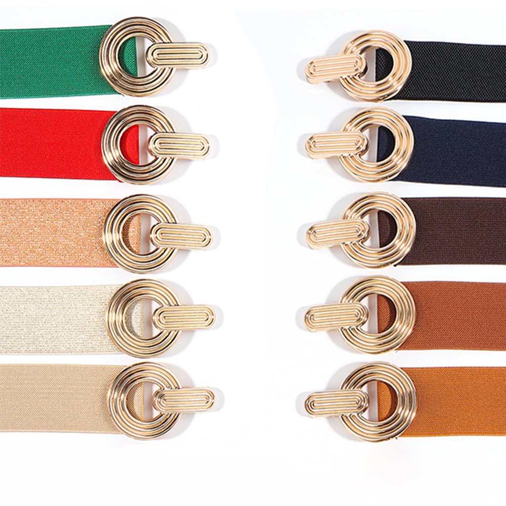Simple Style Round Alloy Rubber Band Plating Women's Woven Belts display picture 2