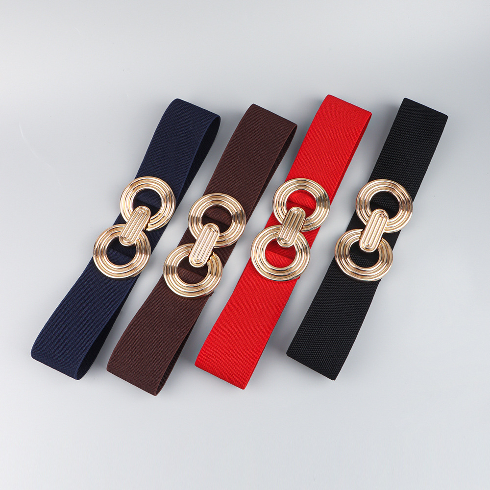 Simple Style Round Alloy Rubber Band Plating Women's Woven Belts display picture 3