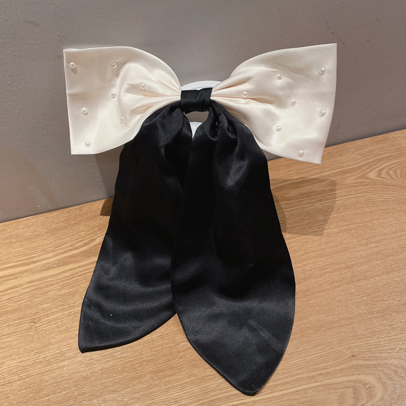 Women's Ig Style Sweet Bow Knot Cloth Pearl Hair Clip display picture 2