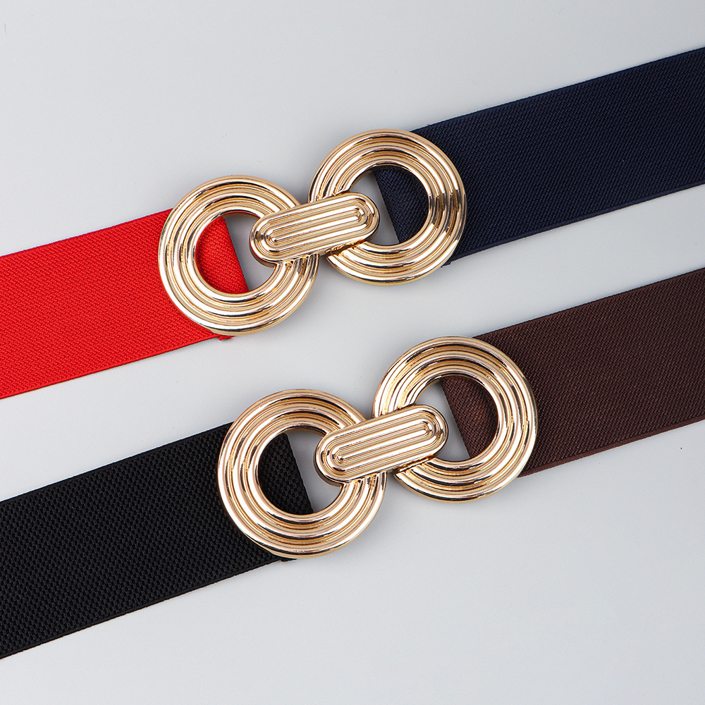 Simple Style Round Alloy Rubber Band Plating Women's Woven Belts display picture 4