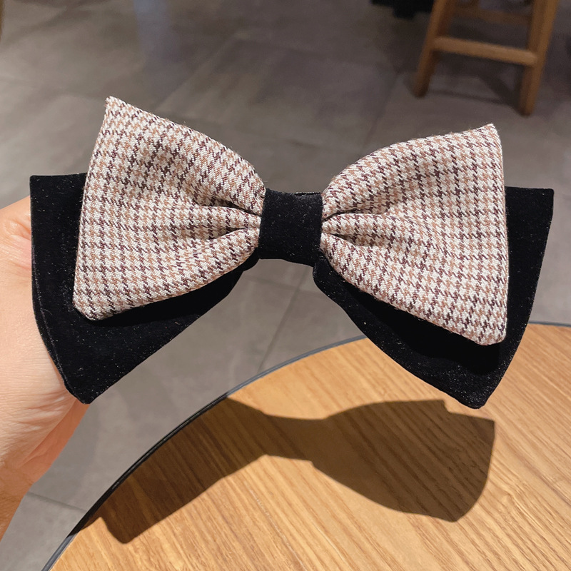 Women's Simple Style Houndstooth Bow Knot Cloth Hair Clip display picture 6