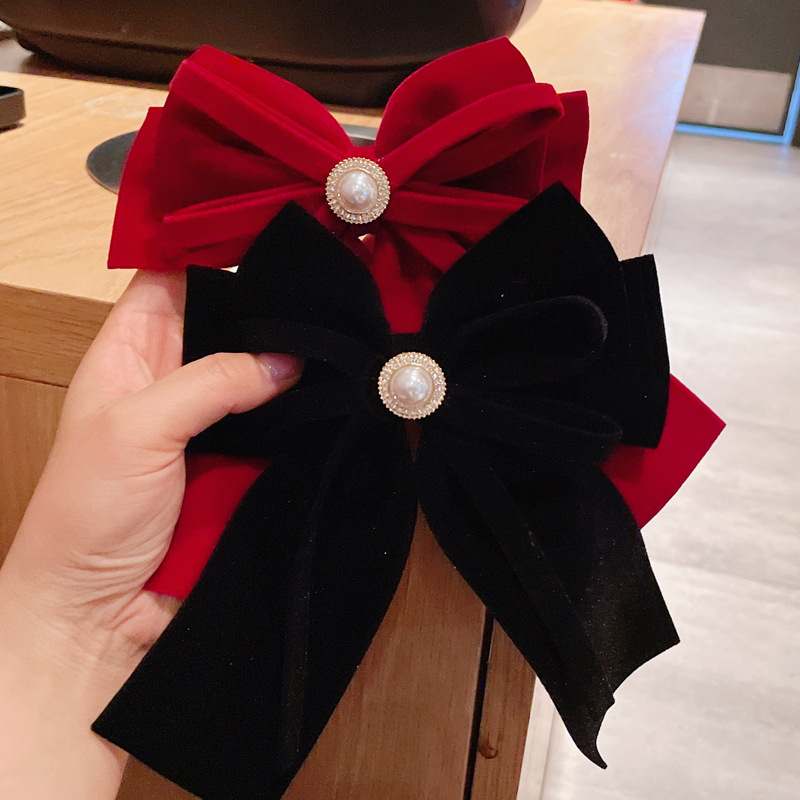 Women's Ig Style Bow Knot Cloth Inlay Artificial Pearls Hair Clip display picture 7