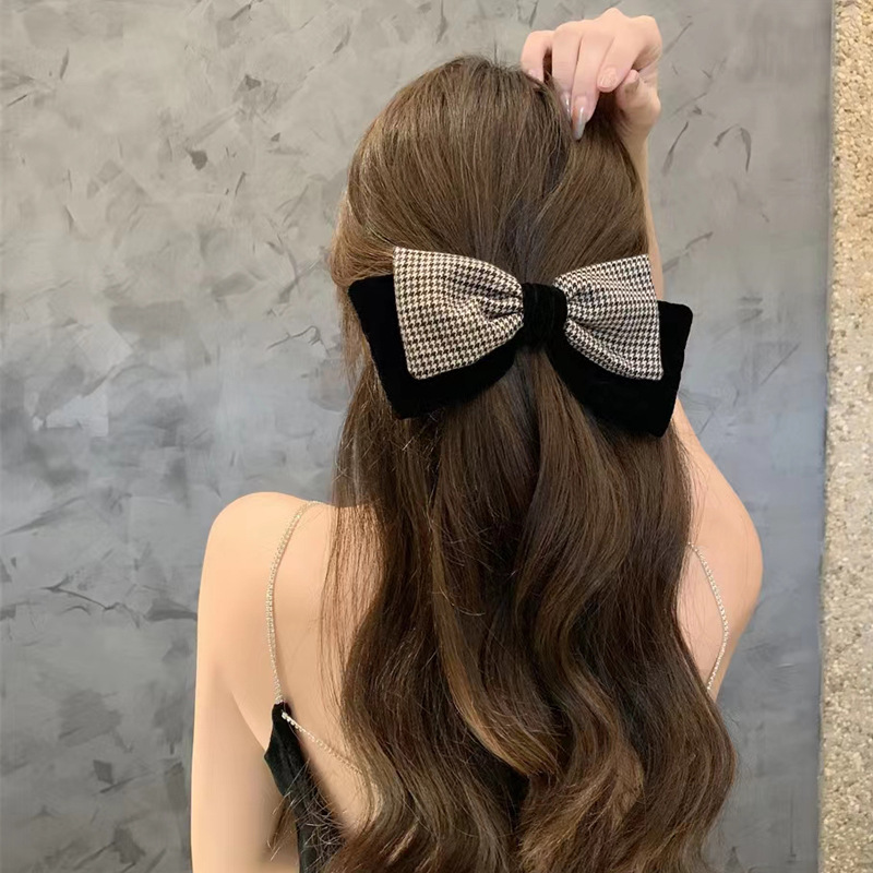 Women's Simple Style Houndstooth Bow Knot Cloth Hair Clip display picture 7