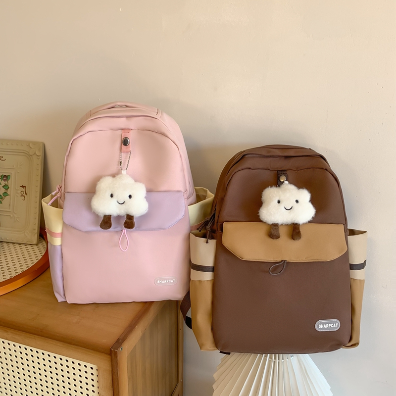 One Size Cartoon Color Block Daily School Backpack display picture 1