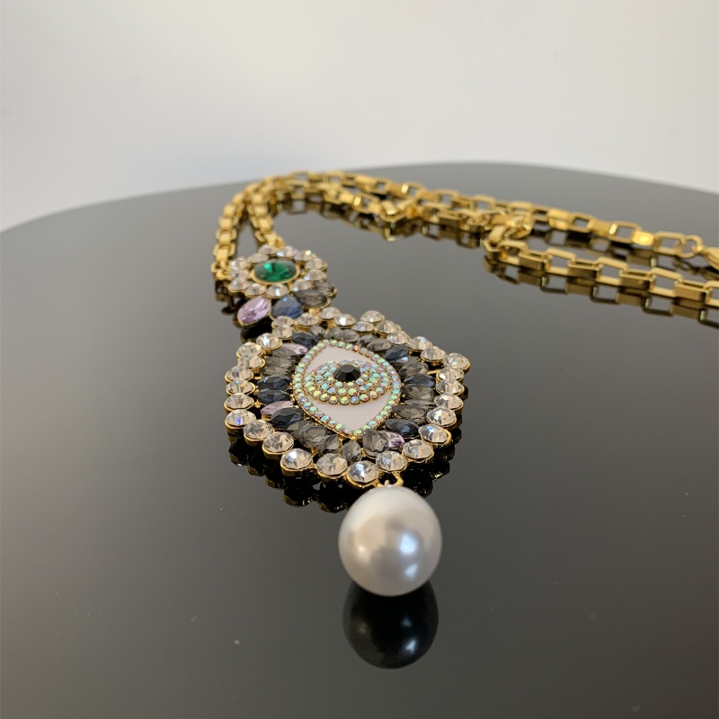 Retro Barocker Stil Auge Legierung Perle Überzug Inlay Acryl Strasssteine Vergoldet Frau Ohrringe Halskette display picture 12