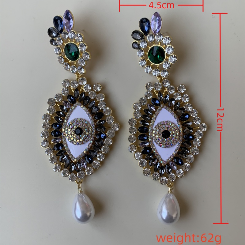 Retro Barocker Stil Auge Legierung Perle Überzug Inlay Acryl Strasssteine Vergoldet Frau Ohrringe Halskette display picture 13