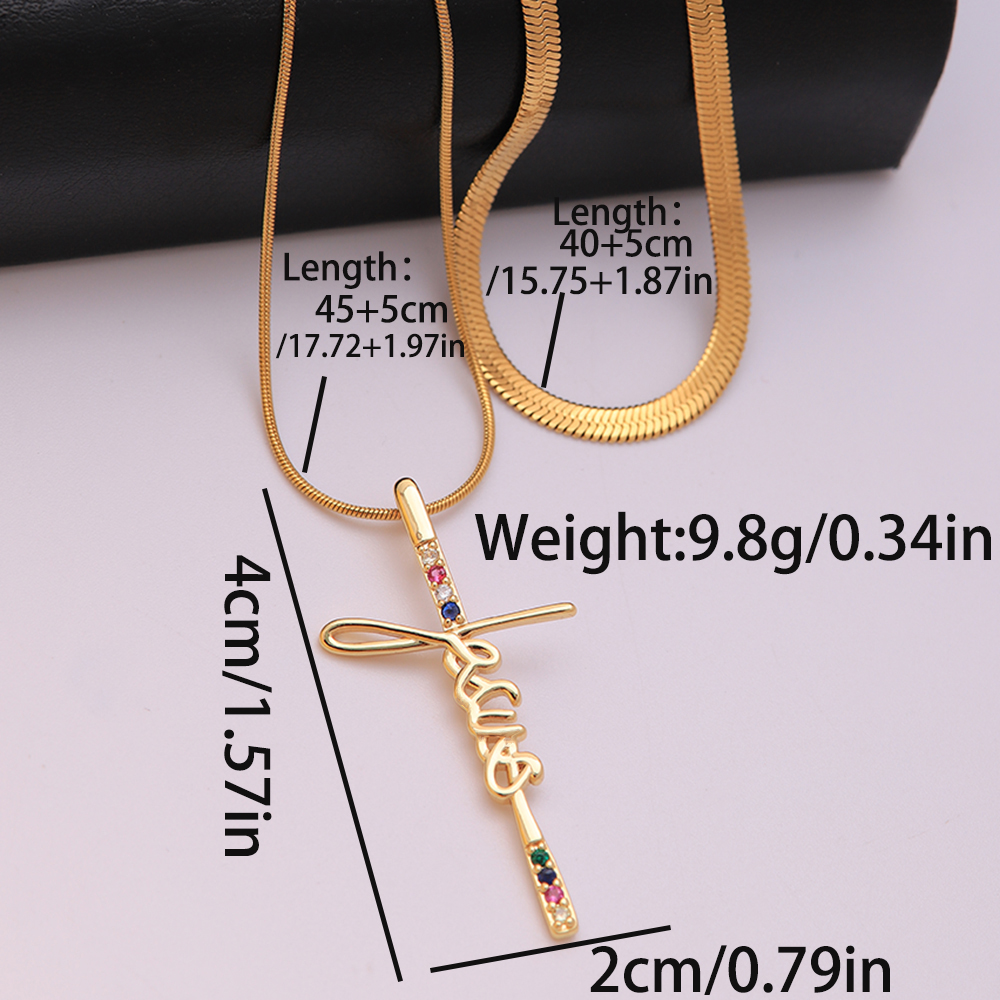 Hip-hop Punk Letter Stainless Steel Copper 18k Gold Plated Silver Plated Zircon Pendant Necklace In Bulk display picture 1