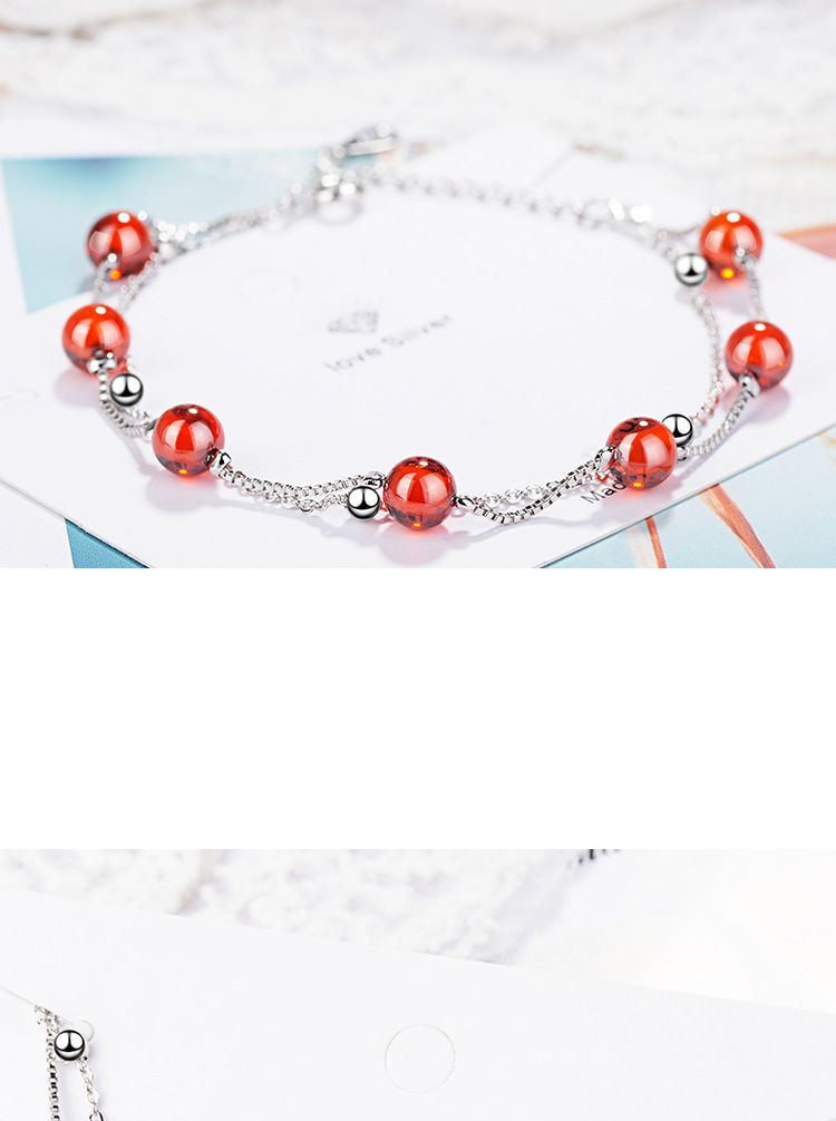 Simple Style Round Garnet Beaded Layered Women's Bracelets display picture 1
