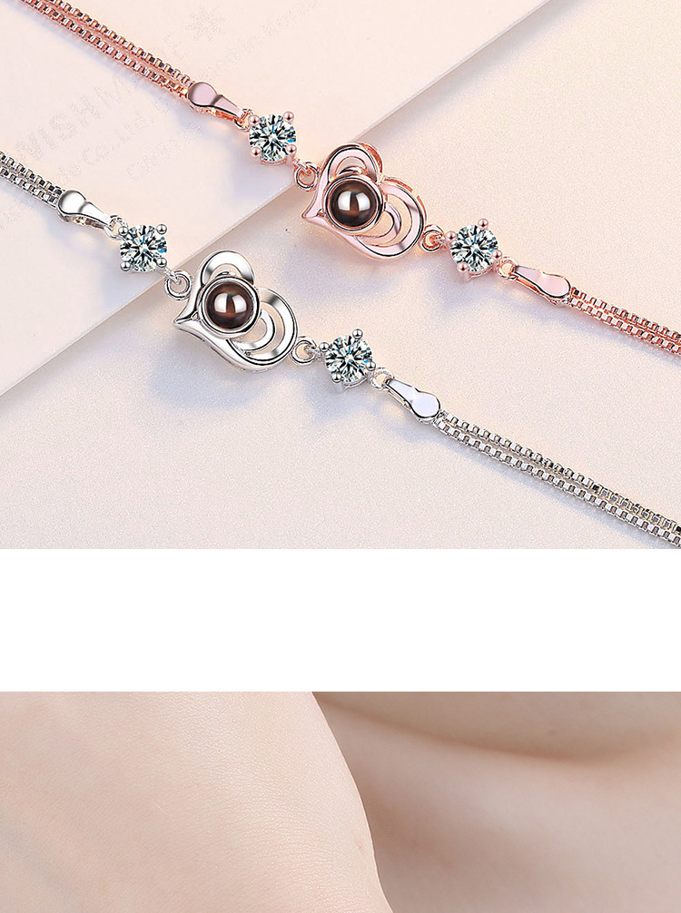 Simple Style Heart Shape Copper Zircon Bracelets In Bulk display picture 1