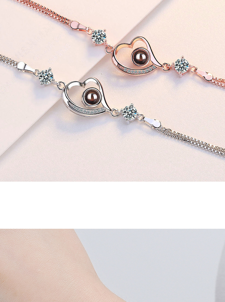Simple Style Heart Shape Copper Zircon Bracelets In Bulk display picture 1